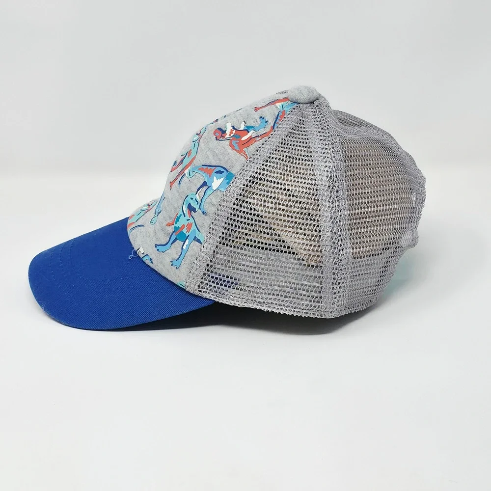 Dinosaur Print Trucker Hat Toddler Boys OS Blue Grey Mesh Snapback Cap Outdoor